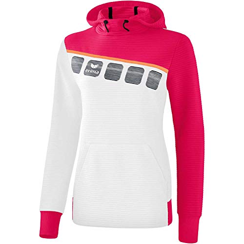 Erima Damen 5-C Kapuzensweat, weiß/love rose/peach, 38