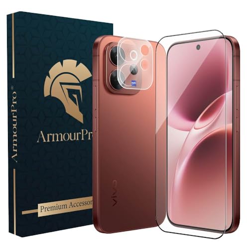 Image of ArmourPro Tempered Glass and Clear Camera Lens Protector for Vivo V70 Elite, Edge to Edge Screen Guard, Anti-Bubble, Scratch Resistant, Anti-Fingerprint, Installation Kit | Clear