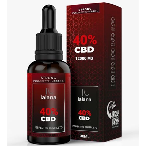 LALANA OIL ® CBD Oil - STRONG 40% CBD | 30ml | Full Spectrum | Aceite CBD Organico con 12000 mg Cannabidiol | CBD Espectro Completo | Base de Aceite MCT (Coco) y Piperina.
