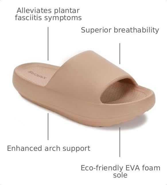 Image of BRONAX Arch Support Slides for Women and Men Y180 | EVA Cushioned Thick Sole, Pain Relief Sandals, Open Toe, Ideal for Shower, Beach & Everyday Wear