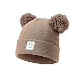 Baby Beanie Hat Toddler Infant Winter Knitted Hat Kids Soft Warm Pom Pom Beanie Cap for Boys Girls (0-6 Months, Coffee)