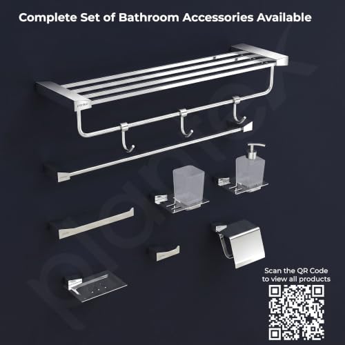Image of Plantex Smero Pure Brass Made Hooks for Hanging Clothes and Towel in Bathroom /Robe Hook /Hanger for Living Room - Arrete (Chrome)