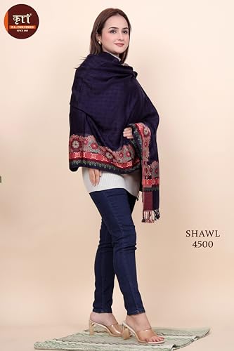 Image of KRITI Paisley Design Woollen Beige Color Shawl For Women