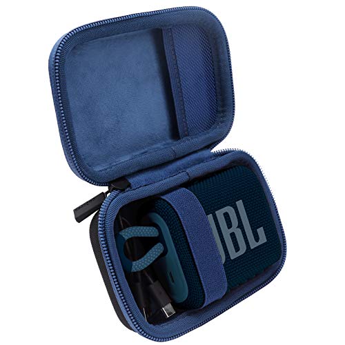 co2CREA Duro Viajar Caja Estuche Funda para JBL GO 3 Altavoz inalmbrico porttil con Bluetooth(Funda Solo) (Caja Negra+Azul Interior)