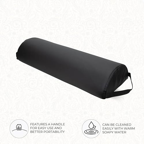 ForPro Premium Jumbo Half-Round Bolster Pillow for Massage and Yoga, Oil and Stain-Resistant, 9”W x 4.5" H x 26”L, Black by ForPro Professional Collection - Image 4