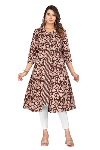 Image of KANNAHI Women Pure Cotton Printed Straight Calf Length Regular Jaipuri Kurta and Shrug Set with Floral Print for Womens & Girls Grey