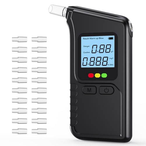ROTTOGOON Alkoholtester mit Zwei Sensoren Professioneller Promillemessgerät mit Digitaler LCD-Anzeige Tragbarer Alkoholmessgerät Enthält 20 Düsen für Den Persönlichen und Professionellen Gebrauc
