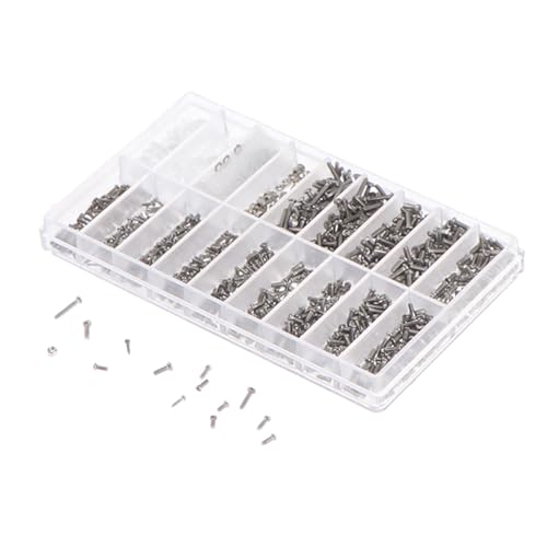Haofy Juego de Kit de Reparación de Anteojos de 1000 Piezas, Diseño de Caja de Almacenamiento Surtido con Destornillador, Micropinza, Adecuado para Anteojos, Gafas de Sol, Relojes, Hierro Plateado