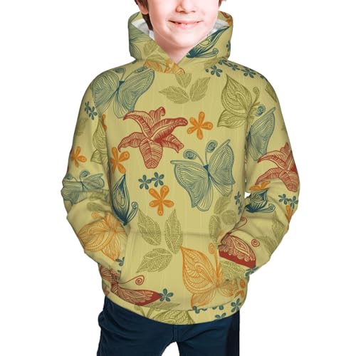 Floral with Butterflies Kid Hoodies Boys Sweatshirts Girls Pullover with Pocket3