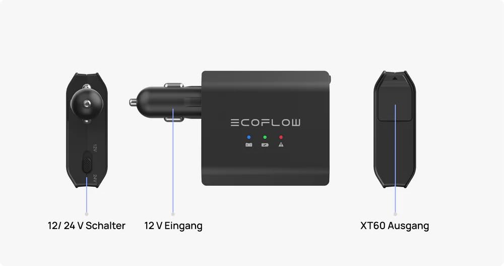 EcoFlow - Batería Inteligente para Coche, Cargador de Coche Inteligente de 12/24 V, Dispositivo de Almacenamiento de batería y desulfatador para AGM, LifePo4, Gel