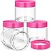 SATINIOR 12 Pack 8 oz Plastic Container Jars with Lids Round Clear Travel Cosmetic Container Slime Jars for Toiletries, Lotion, Cream, Ointments, Makeup, Rhinestone, Samples, Kitchen Storage(Pink)