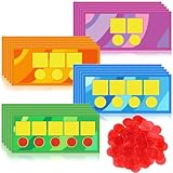 Sound Box Mats and Chips 24 Pcs Dry Erase Mats and 84 Pcs Chips Phonemic Awareness Games Phonics Reading Games Ezread Sound Box Kit(Bright Style,Cardboard)