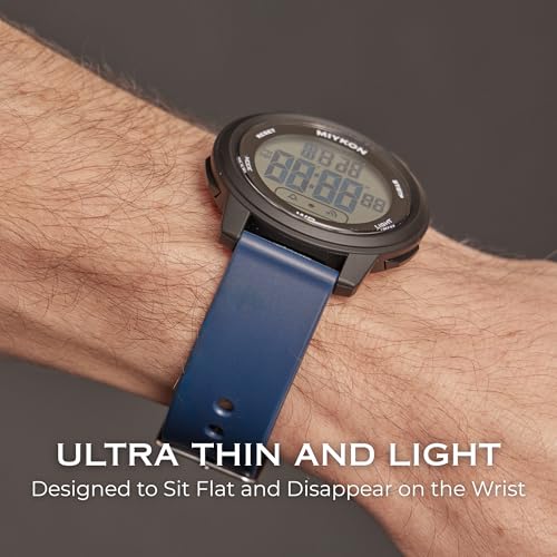 Image of Miykon Ultra-Thin Digital Watch for Men - Minimalist Waterproof Sports Watch with Large Easy to Read Display - Shockproof Resin, Super Illuminator, Stopwatch & Timer, Alarm, Dual Time, 24hr Military Time