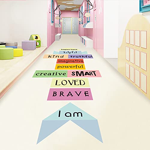 4-Hilif-r Word Hopscotch Decals, Motivational Hopscotch Floor Sticker, Fun Floor