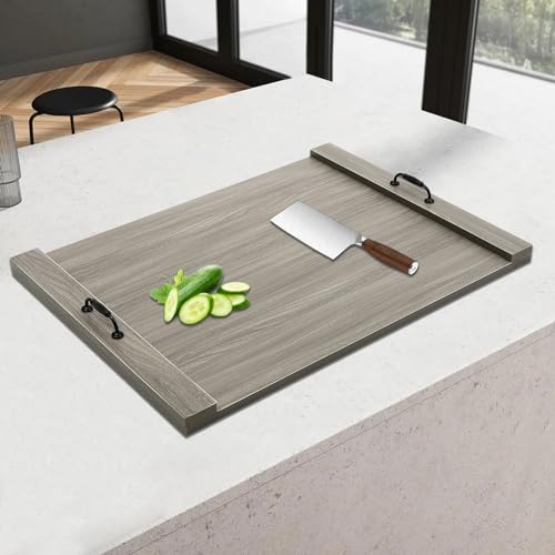 Cubierta para estufa Mahugde Noodle Board, tabla rectangular de madera y tablero de melamina 76.2x55.88 cm con mango miniatura 4