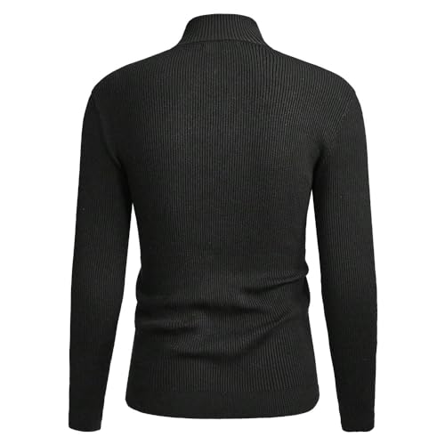 Mens Ribbed Slim Fit Casual Knitted Tops Pullover Turtleneck Sweater3