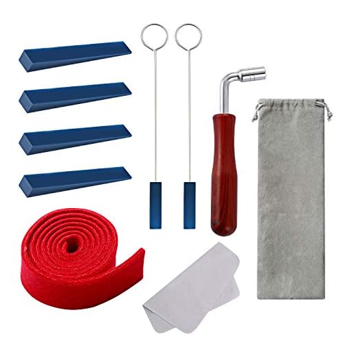 Youjou Piano Tuning Kit - Professional Tune Piano Kit/Piano Tuning Wrench Hammer/Felt Temperament Strip/Rubber Mutes - 10 Pcs