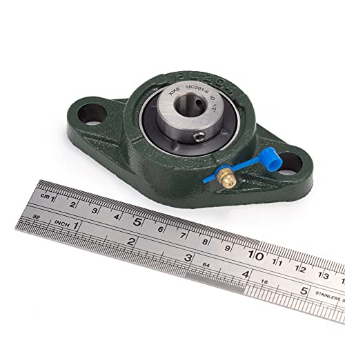Image of XIKE 2 Pcs UCFL201-8 Bore 1 /2 inch Pillow Block Flange Mounted Ball Bearings. | Solid Cast Iron Base and Self Aligning Chrome Steel Sealed Bearings