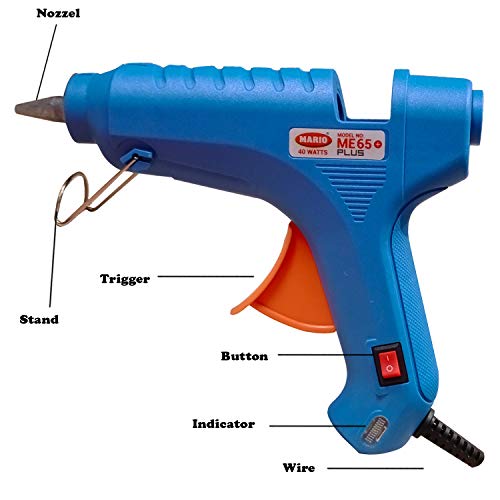 Mario 40W Hot Melt Glue Gun – Consistent Temperature, Fast Heating, Durable Design, Includes 5 Glue Sticks – Ideal for DIY, Crafts & Repairs – Blue – ME-65 Plus - Image 2 thumbnail