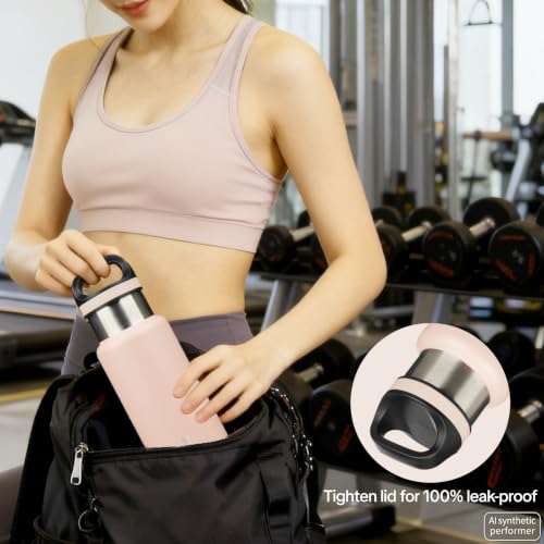 Image of BJPKPK Insulated Water Bottle 32OZ Stainless Steel Water Bottle with Handle Double Walls Vacuum Insulated BPA Free Flask, Peach