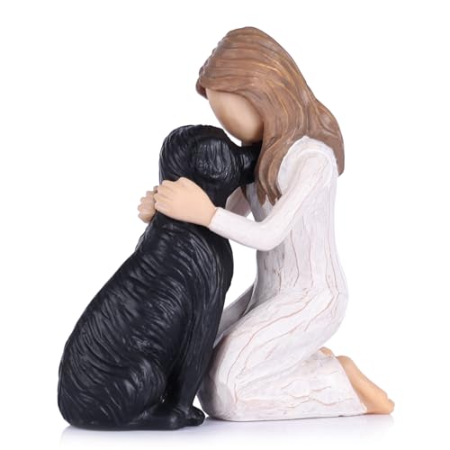 Estatua de Perro Negro de Resina Pintada a Mano