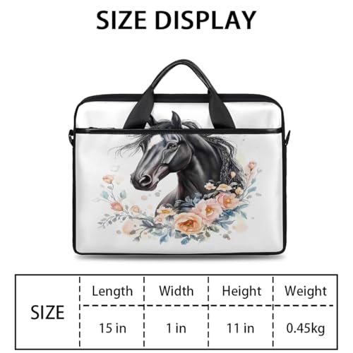 Maletín para laptop con diseño caballo negro 15 pulgadas miniatura 2
