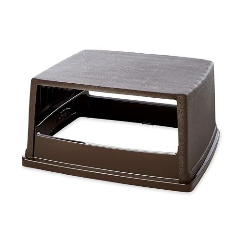 Image of Rubbermaid Commercial Products Glutton Trash Can Top, Large 56-Gallon, Brown, Compatible with Rubbermaid Weather Resistant Garbage Can for Outdoor Spaces, Malls /Schools /Offices /Stadiums /Restaurants