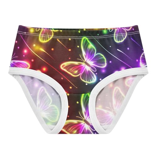 Glowing Colorful Neon Butterflies Cute Panties Girl Toddler Underwear Custom Cotton Artistic Briefs Kids Undies 2t