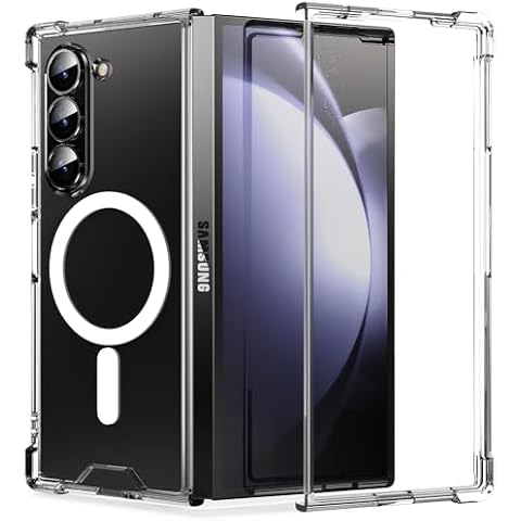 Aeska Magnetic for Galaxy Z Fold 6 Case, Compatible with MagSafe [Anti-Yellow] Shockproof Crystal Clear Hard PC Bumper Scratch Resistant Protective Phone Case Cover for Samsung Galaxy Z Fold 6 (Clear) Cover