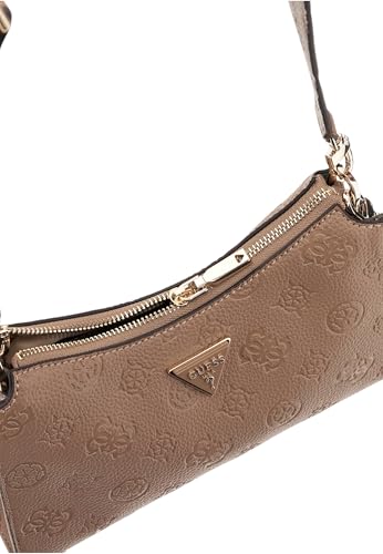 Image of GUESS Dark Logo Embossed Monogram Cresidia Top Zip Shoulder Bag
