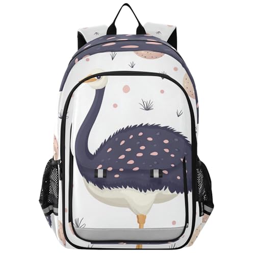 Cute Ostrich Pattern Backpack Lightweight Daypack Laptop Backpack School Elementary Travel Computer Bookbag