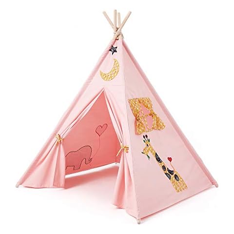 Reyke Tipi Children's Play Tent Made of Cotton Canvas Pine, Indian Children's Tent with Window and No Accessories, Easy to Assemble for Boys, Girls, Children's Room (160 cm Cover
