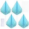 Gyufise 6pcs Paper Palm Fan Cake Toppers - Palm Leaf Fan & Spear Leaf Cupcake Toppers - Cake Insert Decoration for DIY Craft Projects, Home, Wedding, Party Supplies - Lake Blue #2