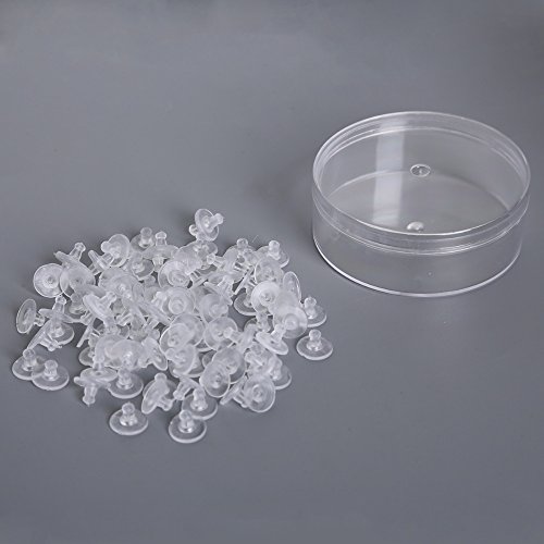 Image of Clear Silicone Earring Back Stoppers Findings Stud Earring Plugs for Jewellery Making - 200 Pcs (10mm, Clear White)