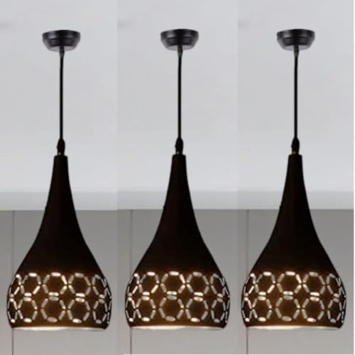 Image of Black Aluminium Hanging Light for Home Designer Pendant Light with Modern Ceiling Hanging Lamp for (Bulb not Included) Small Pack of 3