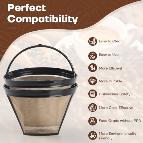 Wiederverwendbare Kaffeefilter, 4 für Permanentfilter für Ninja-Kaffeemaschine für Cuisinart Filterkorbersatz (2 Kaffeefilter und 2 Kaffeeuntersetzer) – Bild 7