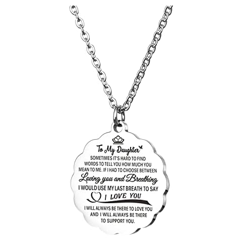 HOFOYA To My Daughter Necklace I Love You Pendant From Dad Mom Birthday Valentines Gifts for Women Christmas Gifts for Daughter Cover