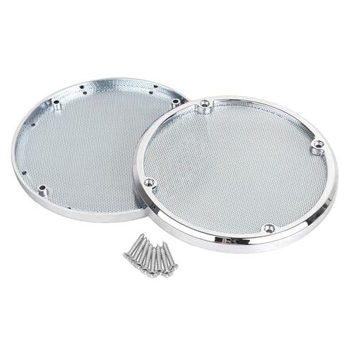 Image of Rear Speaker Grill Mesh Cover For Harley Road Glide Electra Glide Tri Glide Ultra Limited 2014-2023,Chrome Mesh+Chrome Trim
