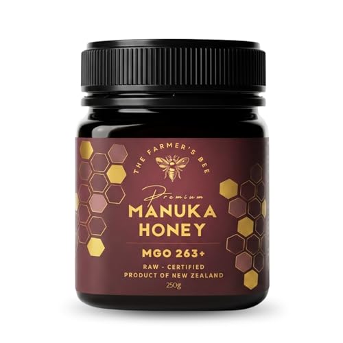 Image of THE FARMER'S BEE New Zealand Manuka Honey MGO 263+ (10+) | Monofloral Raw Honey | MGO Tested | Premium Imported Honey | Digestive Irritation Relief & Higher Antibacterial Strength | 250g