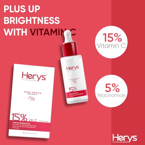 Image of Herys 15% Vitamin C Serum for Glowing Skin | 30ml + 4% Aha Bha Underarm Roll On | 50Ml