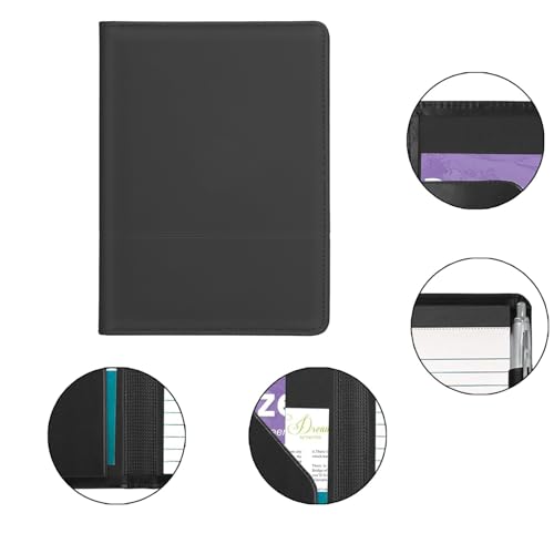 Image of Padfolio /Portfolio Binder, Mini Padfolio Portfolio Binder 5 x 8 Legal Writing Pad, A5 Document Organizer Folder for Men Women,Classic Black.