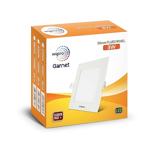 Image of wipro Garnet 3W Square LED Slim Plus Panel | Warmwhite Light(2700K)| Ultra-Slim Design | Aluminium Housing | Flicker Free Design | Recessed Down Light for False Ceiling |Cutout - 100mm |Pack of 2