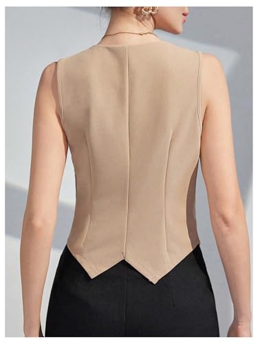 OYOANGLE Women's Suit Vest V Neck Sleeveless Button Down Work Dressy Business Casual Top2