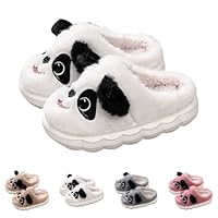 jieGorge Kids Plush Slippers Cute Cartoon Panda Fall Winter Slip-On Slippers Children's Fuzzy Soft Warm Memory Foam House Shoes, Non-Slip Indoor Outdoor Shoes for Boys Girls Age 2-11 Years White