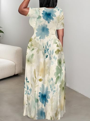 Image of Plus Size Maxi Dresses for Curvy Women T-Shirt Summer Sun Dresses Loose Fit