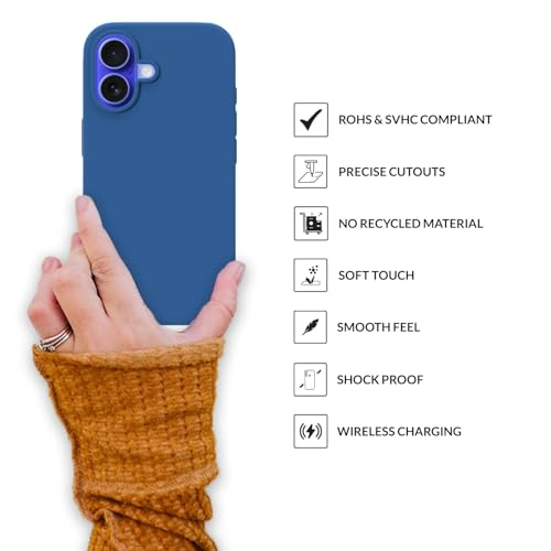 Image of SPRIG Compatible with iPhone 16 Premium SilkTone (Liquid Silicone) Back Cover Drop Tested Shock Proof Mobile Case for Men, Women, Boys and Girls with Camera Protection (Navy Blue)