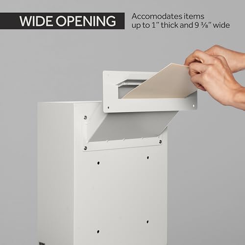 Image of Durabox Through-the-Wall Drop Box Deposit Safe 17 x 13 x 7 inch - Heavy Duty Steel Mailbox with Lock for Receiving Mail, Checks, Letters, Cash and more for Home, Office and Commercial Use (D700) (Gray)