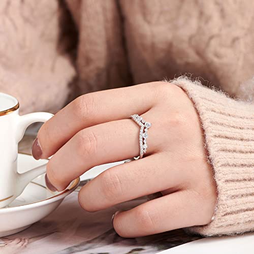 Wuziwen Vintage Crown Eternity Ring Wedding Bands for Women 925 Sterling Silver Cubic Zirconia3