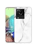Sunrive Coque Compatible avec Vivo iQOO Neo 7 Pro, TPU Silicone tui Housse Protecteur Souple Gel Transparent Back Cover Mignon Motifs Antichoc Case(TPU Marbre Blanc)