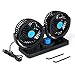 Kstyhome Ventilatore Oscillante 12V Ventilatore USB a doppia testa Ventilatore da tavolo rotante a 360 gradi Ventilatore da tavolo potente da 6,5 W con 2 impostazioni di velocità Cavo